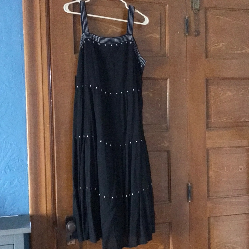 Black with white stitching detail dress